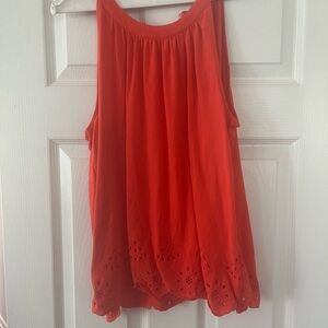Sleeveless Orange Eyelet Women's Top